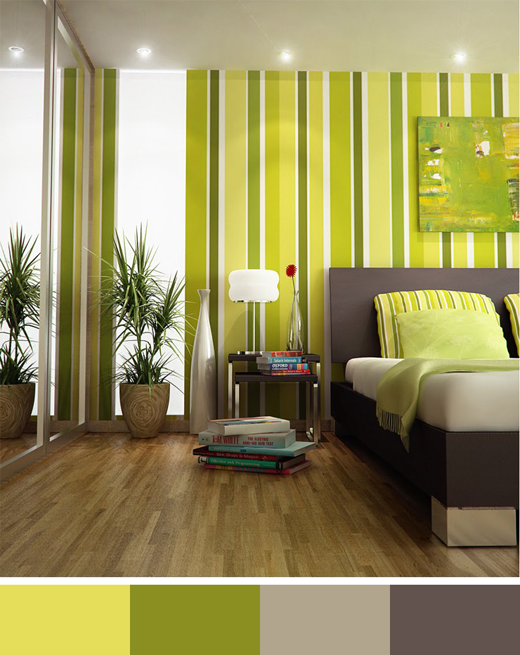 perfect interior colors-interior color schemes-interior-design-color-scheme-lime-green-bedroom-modern