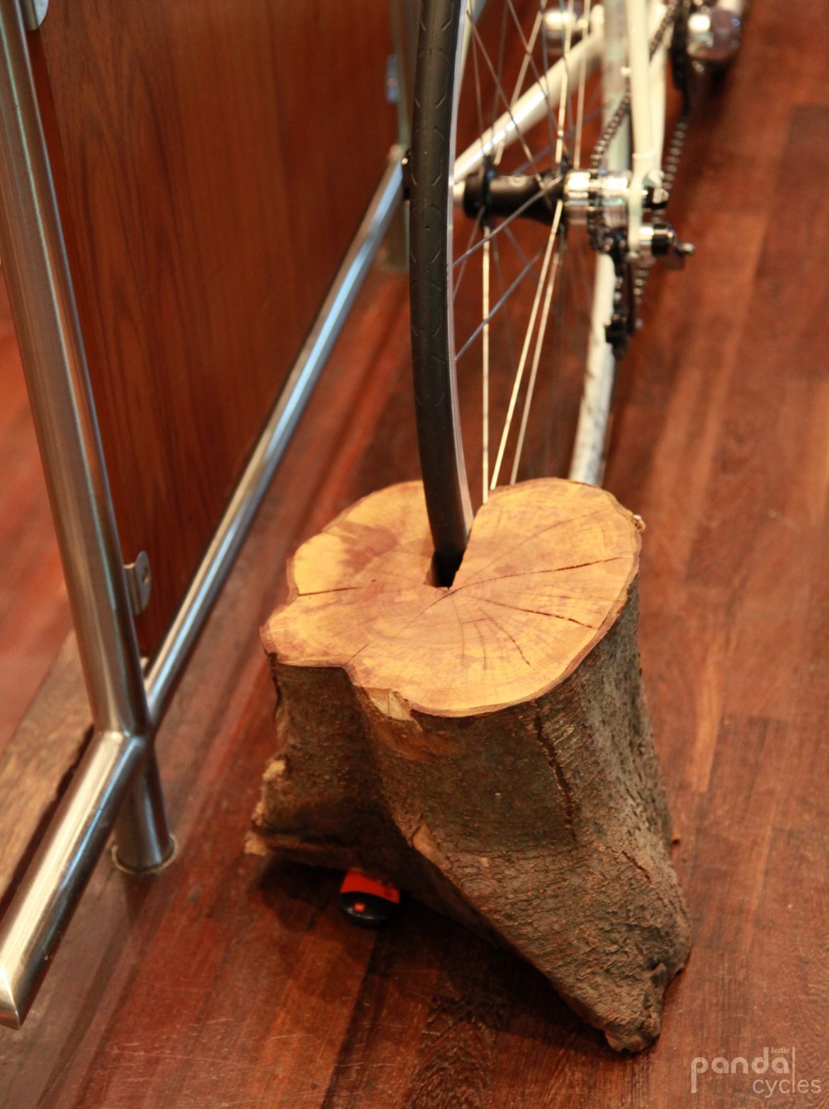 tree stump bike rack