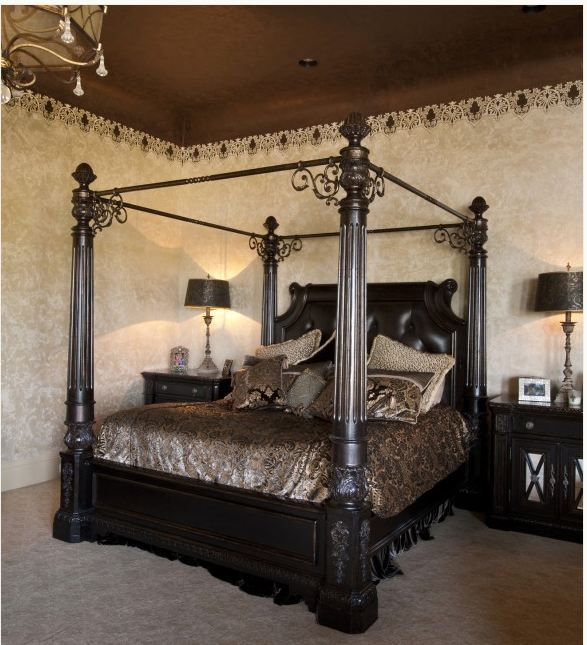 black and beije antique bedroom