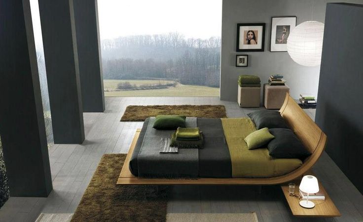 black dry green and wood bedroom