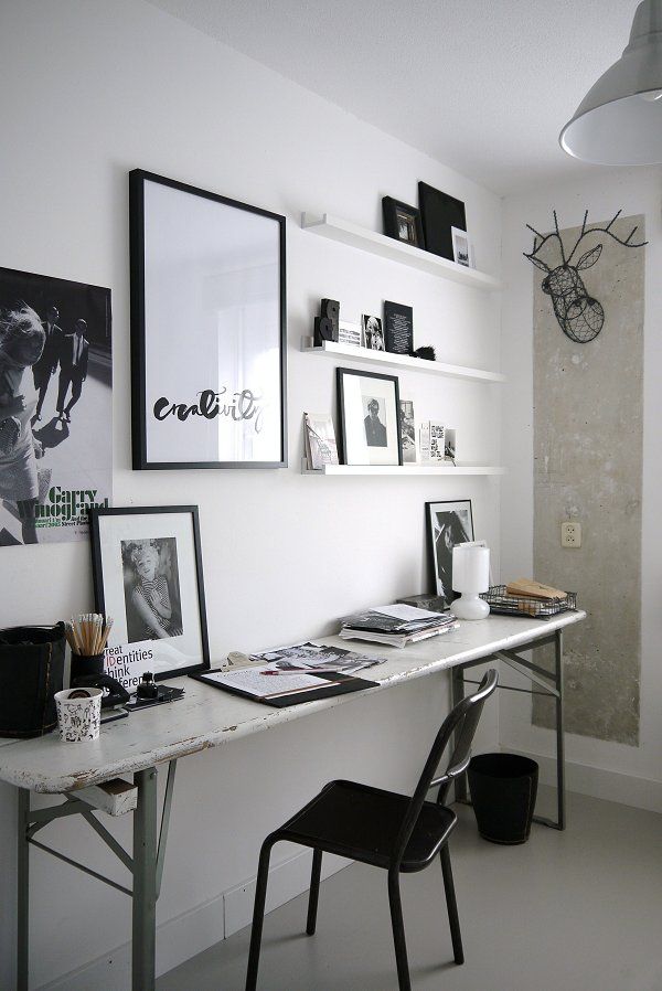 creative workspace black and white