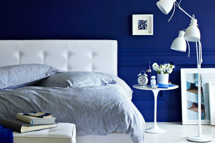 green walls for the living room blue for the bedroom interior design